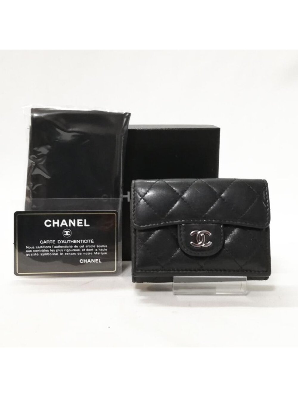 Chanel Lambskin Quilted Trifold Wallet